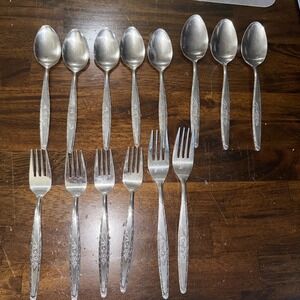 14 T&N Stylecraft Single Rose SYF2 Stainless Japan Spoons & Forks Mixed‎ Set